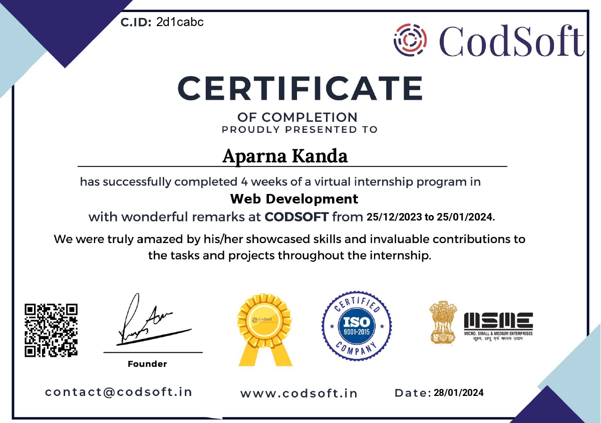 Web Development Intern
